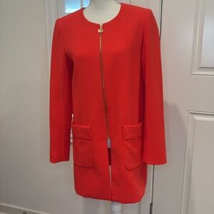 Anne Klein viscose blend straight cut jacket/topper with pockets red small